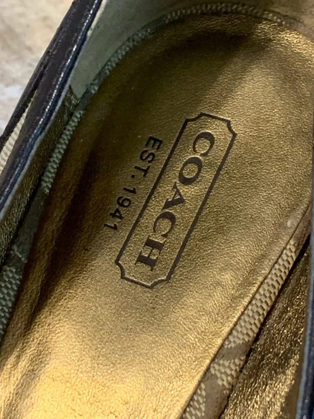 Coach Brown Signature Canvas Peep-Toe Wedge Heels with Dark Trim - Picture 5 of 7